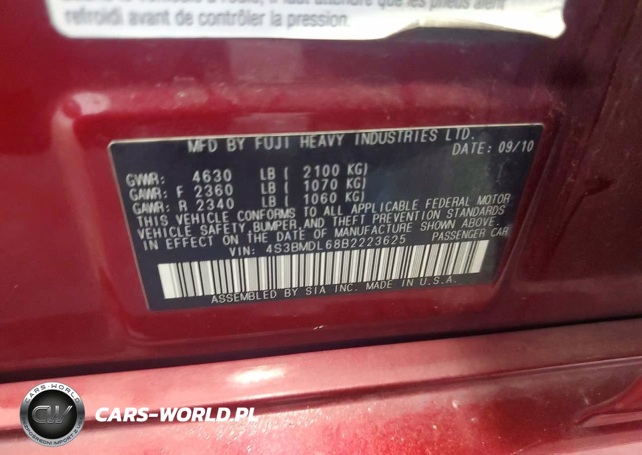 2011 Subaru Legacy 3.6R Limited VIN:4S3BMDL68B2223625 - 12