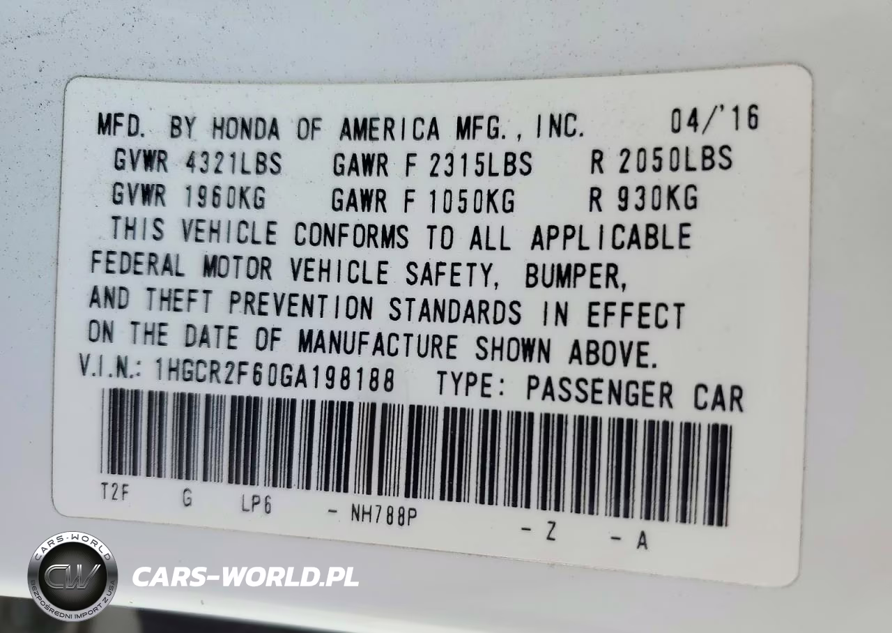 2016 Honda Accord Sport VIN:1HGCR2F60GA198188 - 12