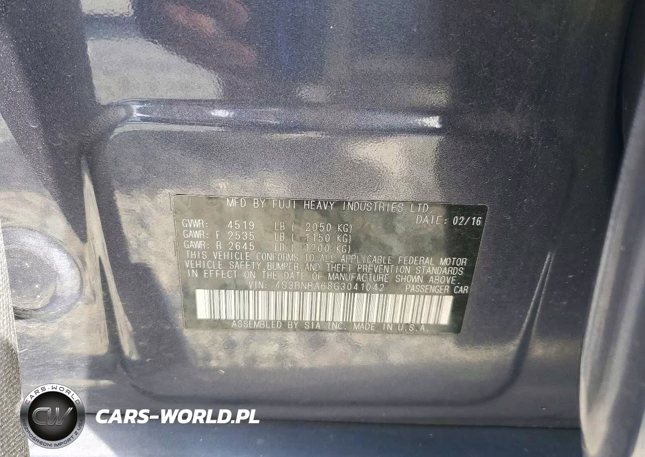 2016 Subaru Legacy 2.5I VIN:4S3BNBA68G3041042 - 13