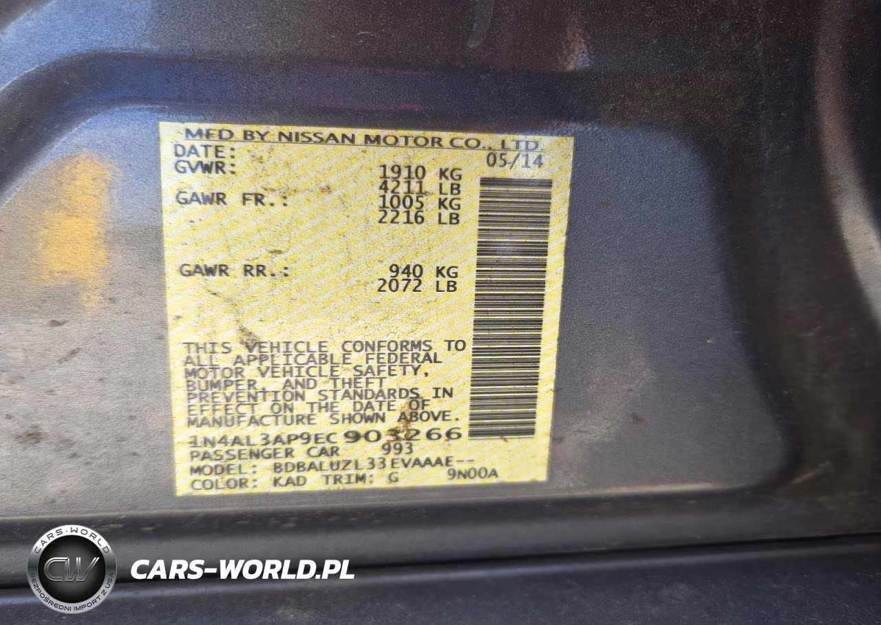 2014 Nissan Altima 2.5 Sv VIN:1N4AL3AP9EC903266 - 12