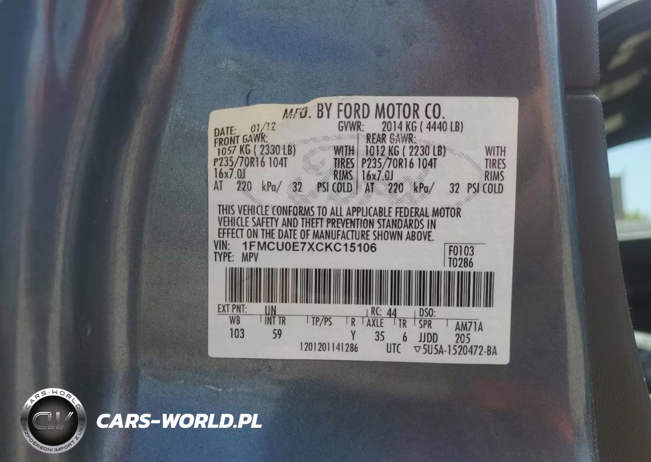 2012 Ford Escape Limited VIN:1FMCU0E7XCKC15106 - 13