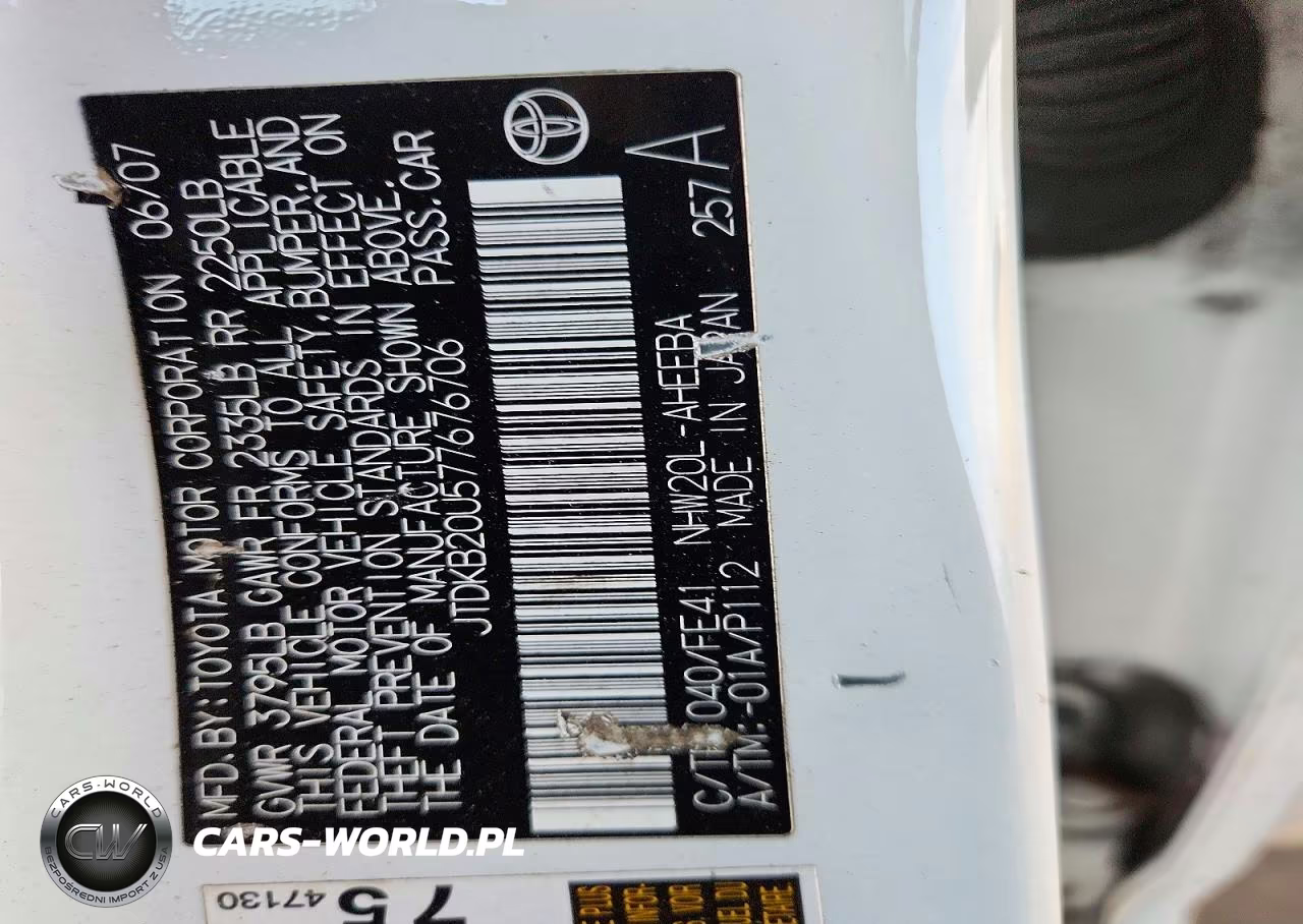 2007 Toyota Prius Base VIN:JTDKB20U577676706 - 12