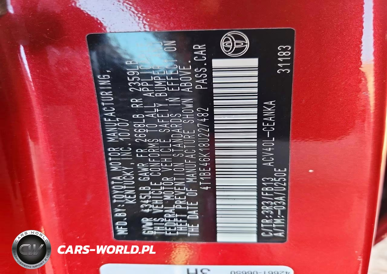 2008 Toyota Camry Le VIN:4T1BE46K18U227482 - 12