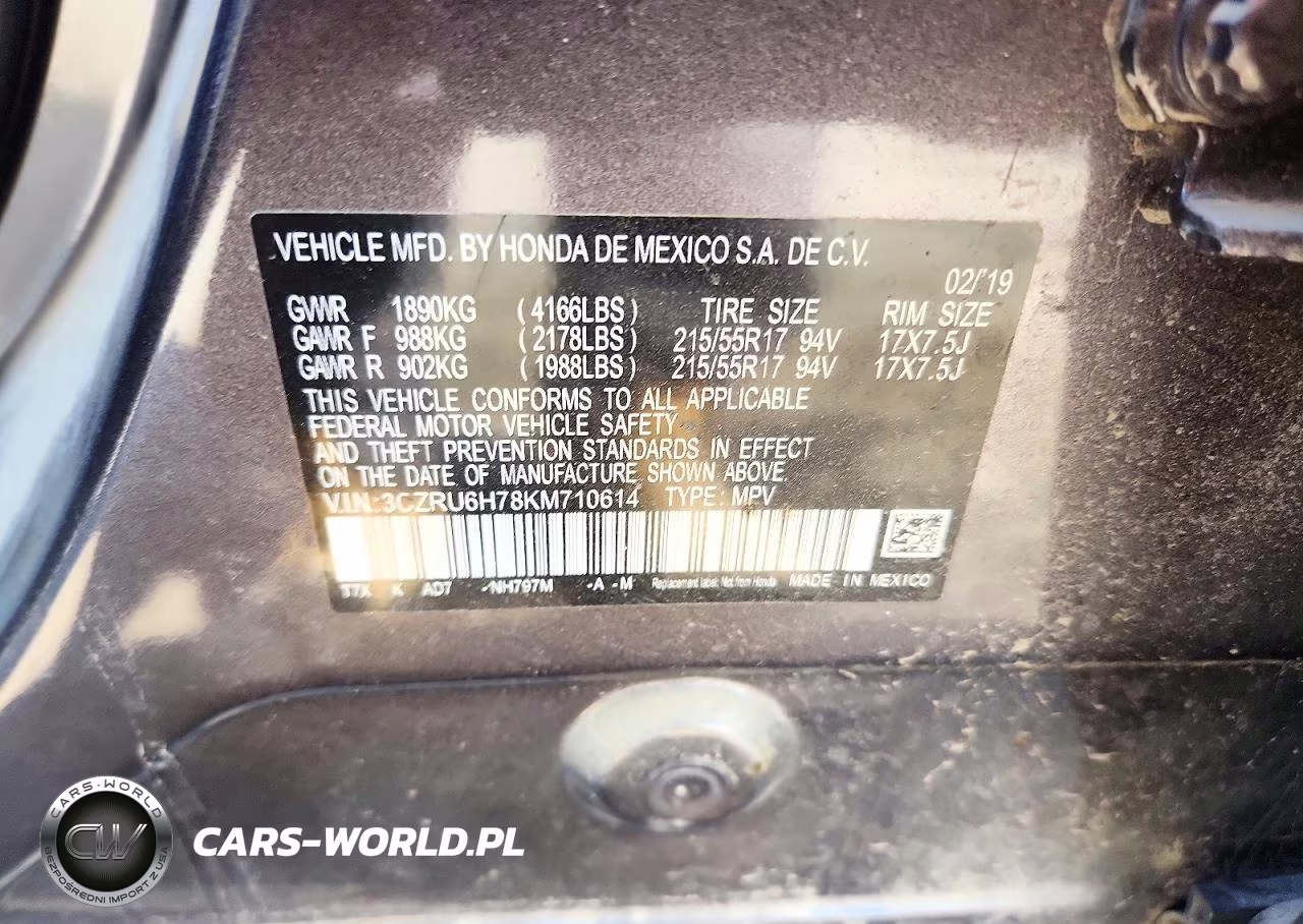 2019 Honda Hr-V Exl VIN:3CZRU6H78KM710614 - 13