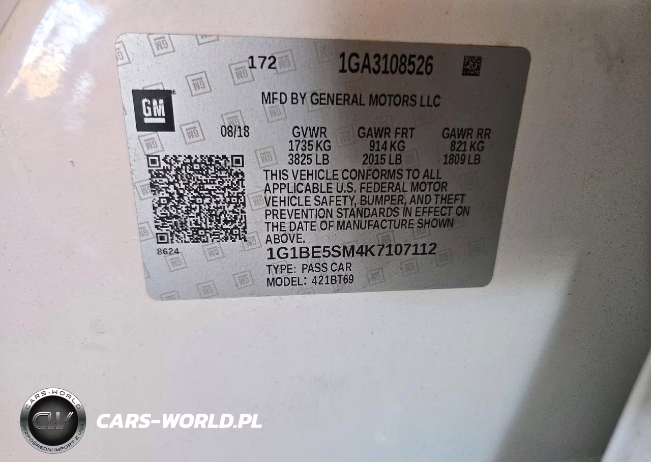 2019 Chevrolet Cruze Lt VIN:1G1BE5SM4K7107112 - 13