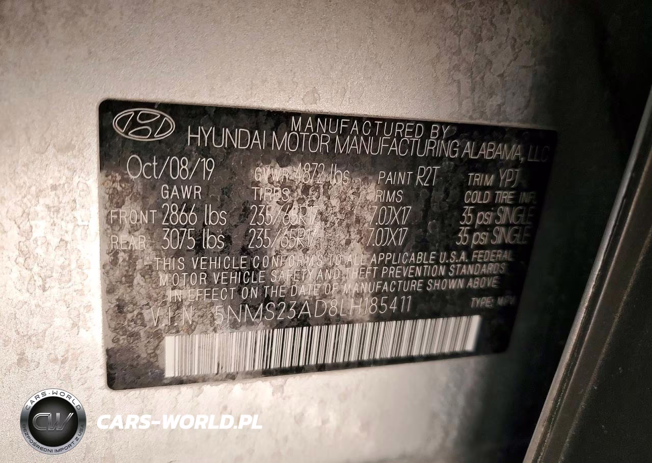 2020 Hyundai Santa Fe Se VIN:5NMS23AD8LH185411 - 14