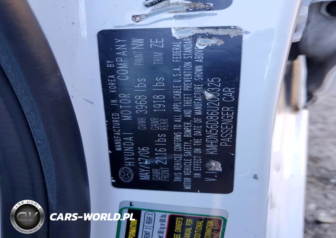 2006 Hyundai Elantra Gls VIN:KMHDN56D86U200325 - 12