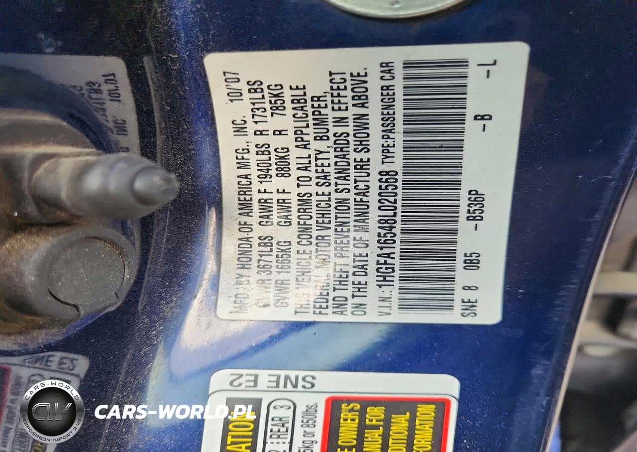 2008 Honda Civic Lx VIN:1HGFA16548L020568 - 12