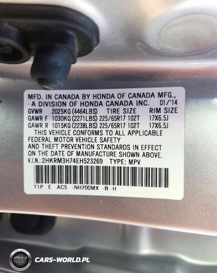 2014 Honda Cr-V Exl VIN:2HKRM3H74EH523269 - 12