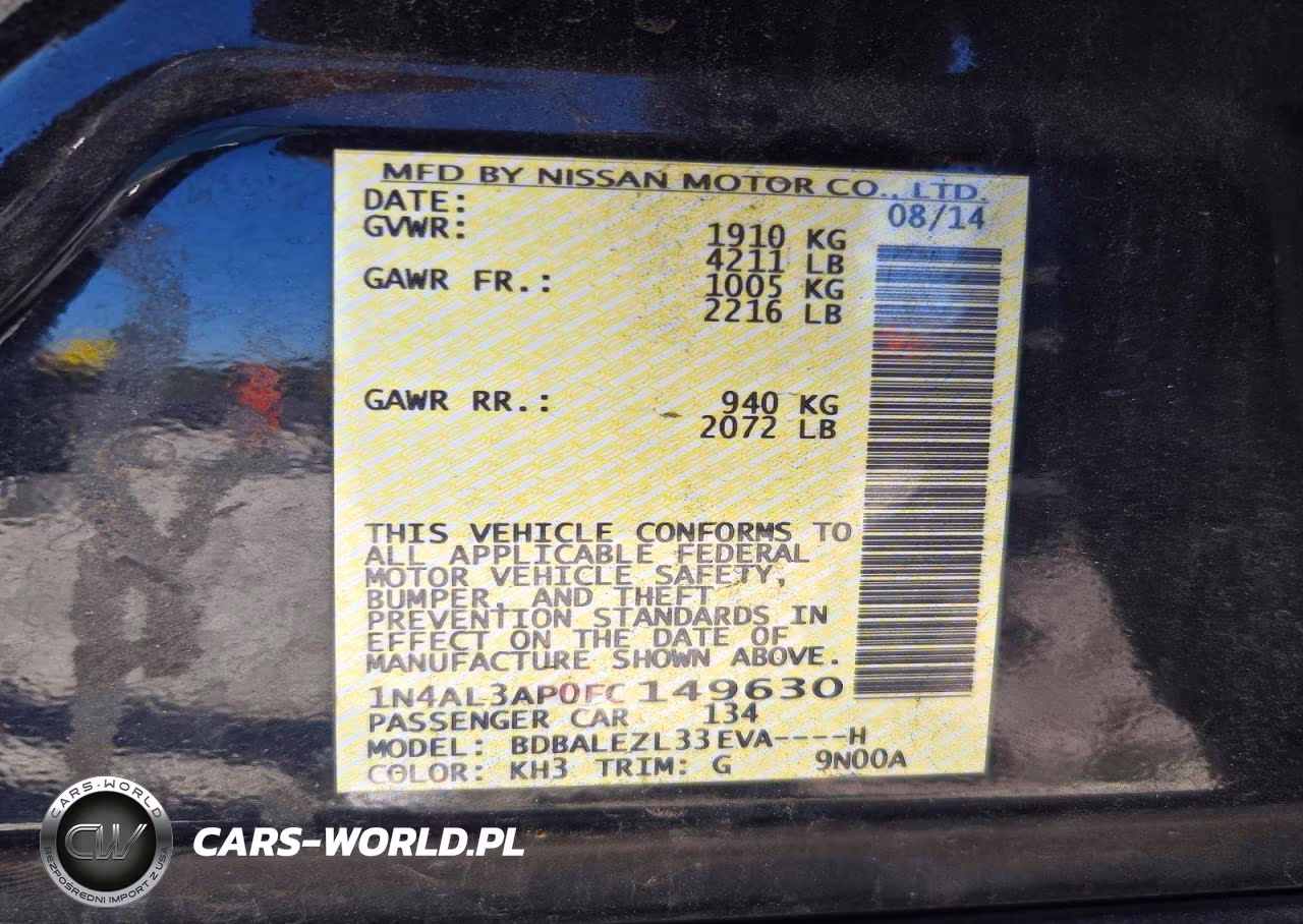 2015 Nissan Altima 2.5 S VIN:1N4AL3AP0FC149630 - 12