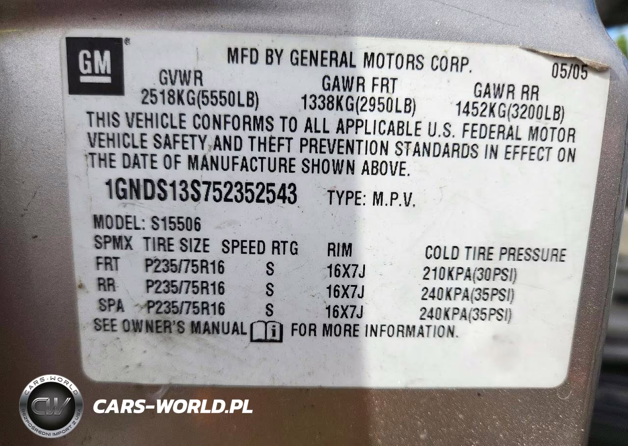 2005 Chevrolet Trailblazer Ls VIN:1GNDS13S752352543 - 13