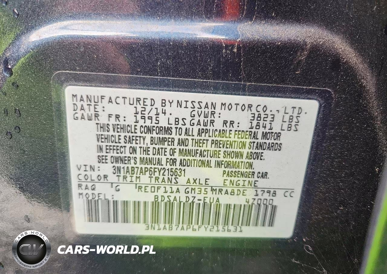 2015 Nissan Sentra Sv VIN:3N1AB7AP6FY215631 - 12