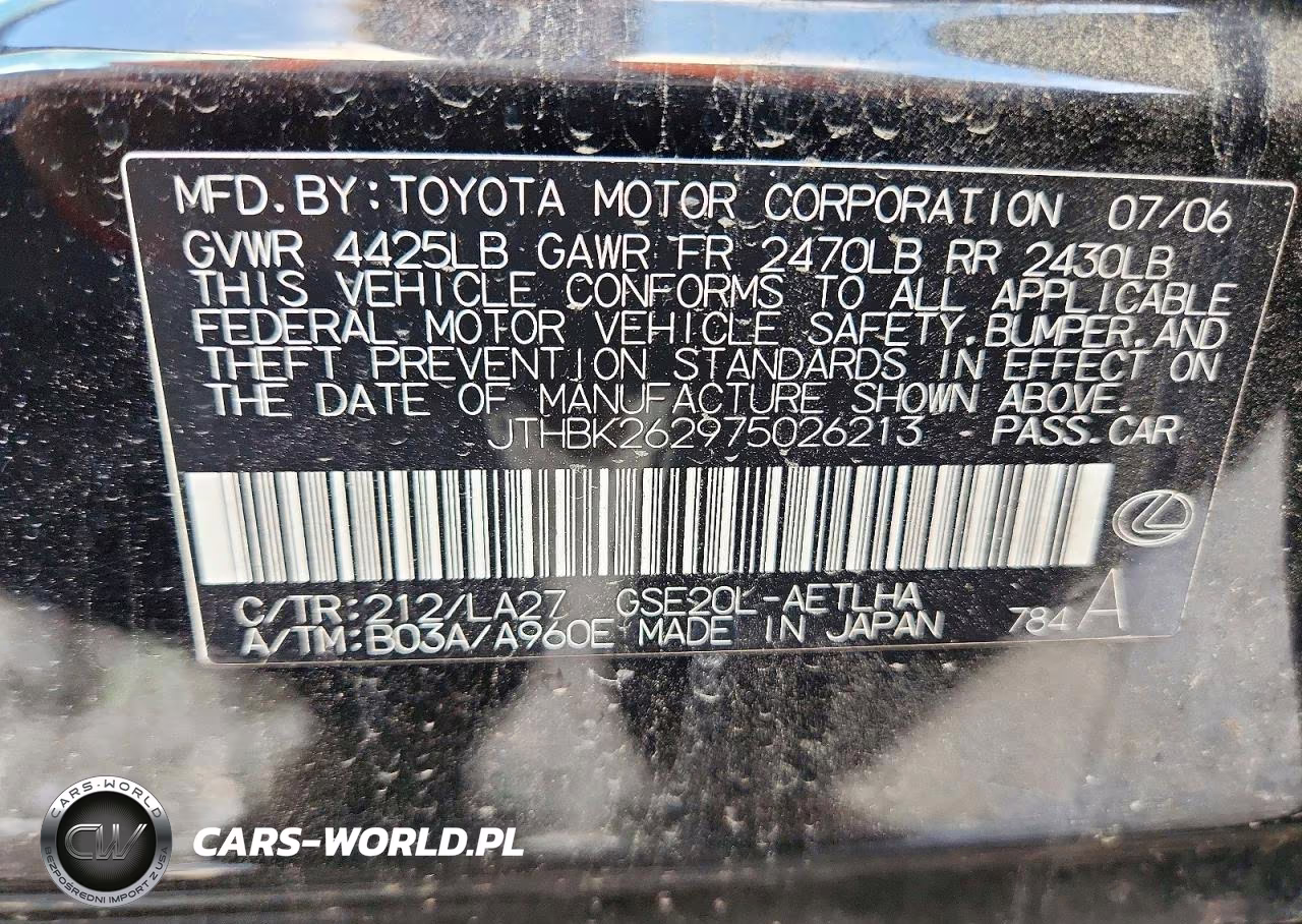 2007 Lexus Is 250 VIN:JTHBK262975026213 - 13