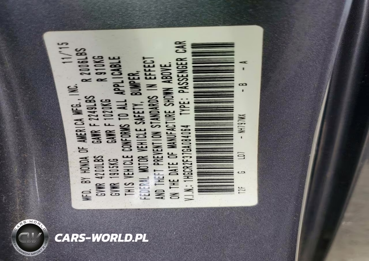 2016 Honda Accord Lx VIN:1HGCR2F37GA084064 - 13