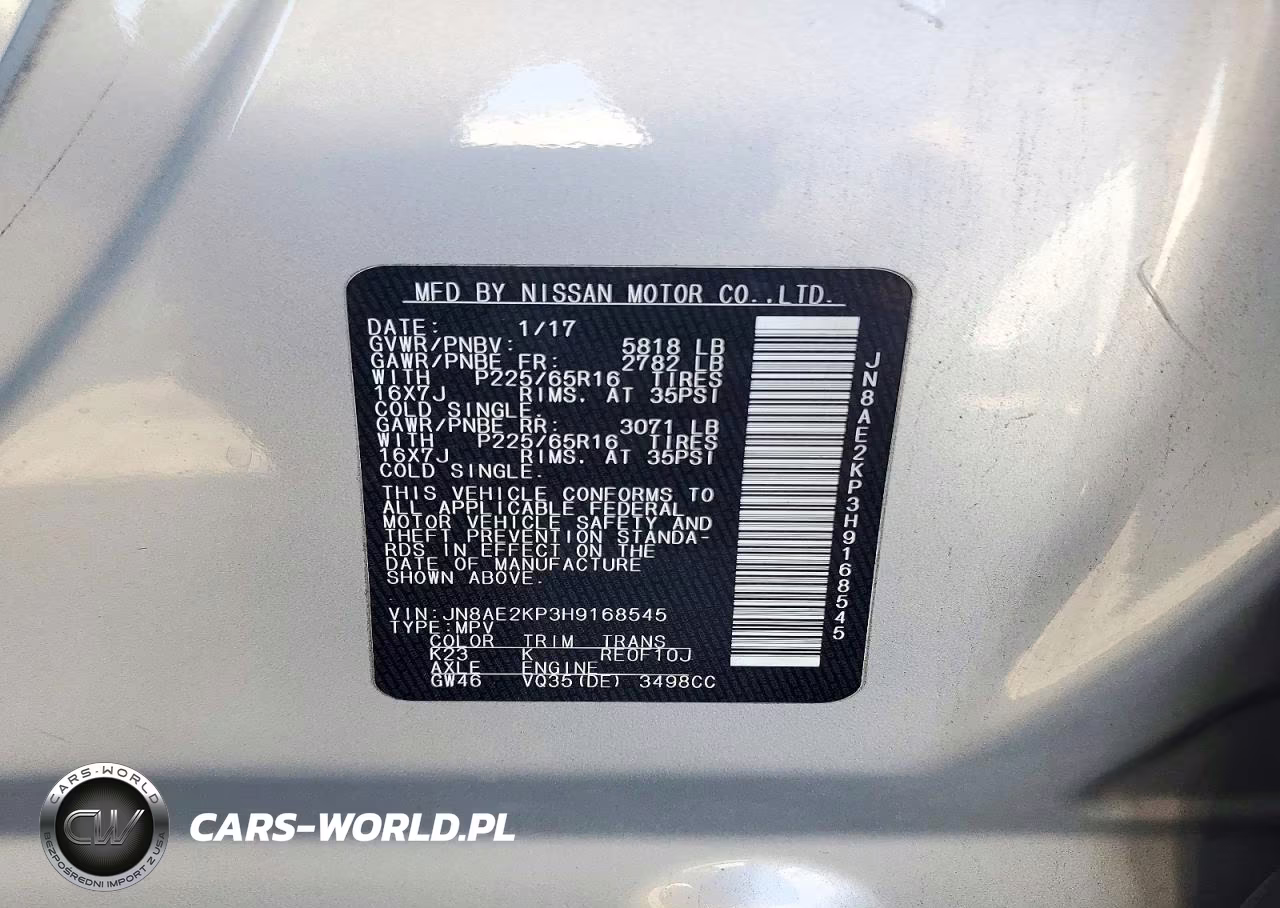 2017 Nissan Quest Sv VIN:JN8AE2KP3H9168545 - 13
