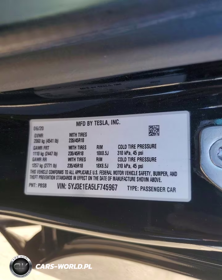 2020 Tesla Model 3 VIN:5YJ3E1EA5LF745967 - 12