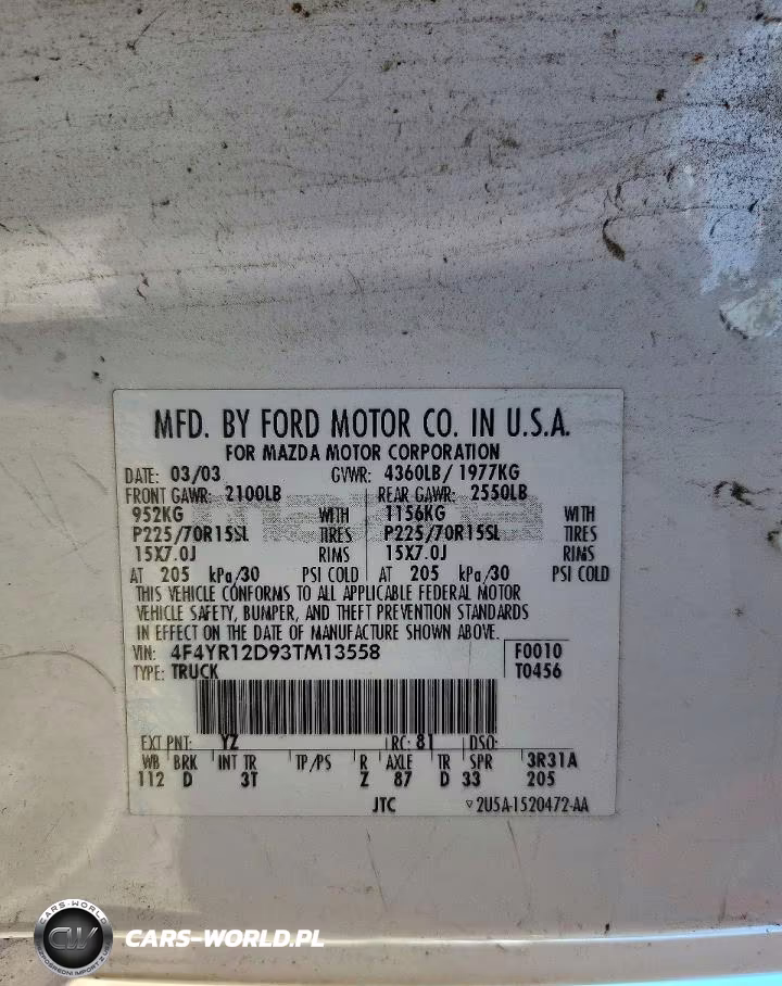 2003 Mazda B2300 VIN:4F4YR12D93TM13558 - 12