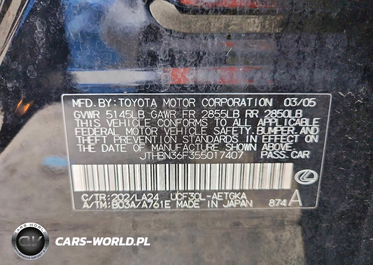 2005 Lexus Ls 430 VIN:JTHBN36F355017407 - 13