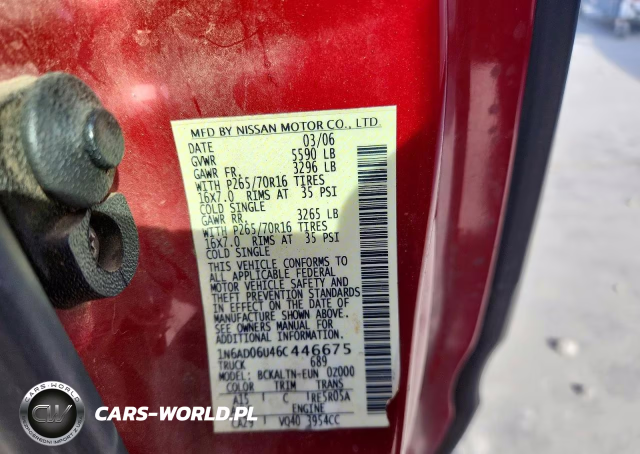 2006 Nissan Frontier Se VIN:1N6AD06U46C446675 - 12