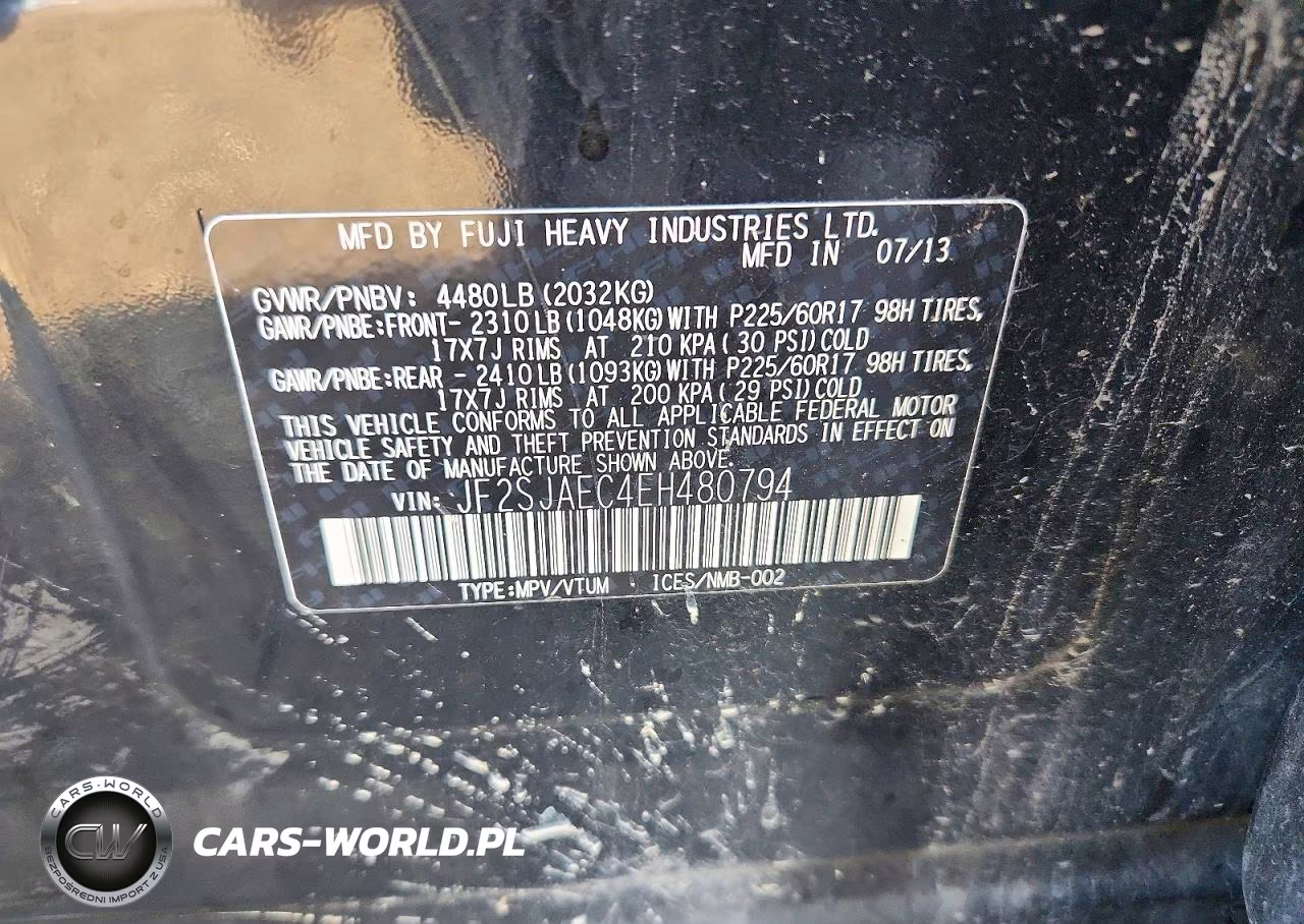 2014 Subaru Forester 2.5I Premium VIN:JF2SJAEC4EH480794 - 12