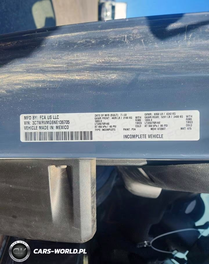 2022 Ram Promaster 3500 Delivery Truck VIN:3C7WRVMG6NE136705 - 12