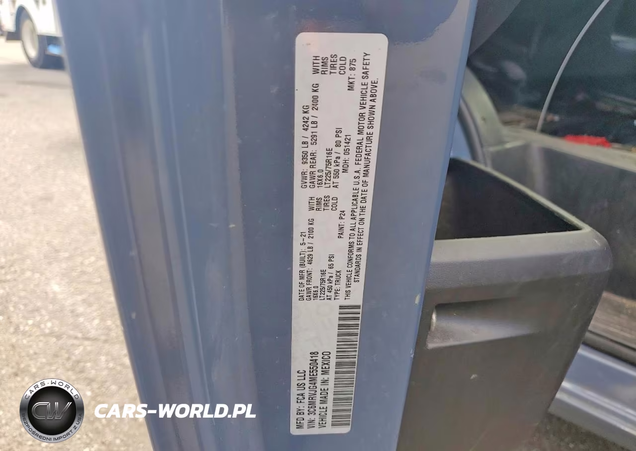 2021 Ram Promaster 3500 Delivery Van VIN:3C6MRVJG4ME550418 - 13