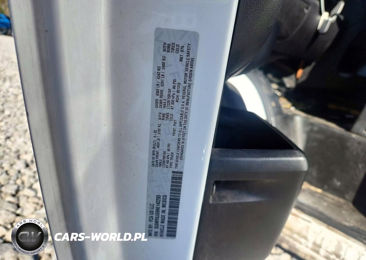 2022 Ram Promaster 3500 Delivery Van VIN:3C6MRVJG6NE142293 - 13