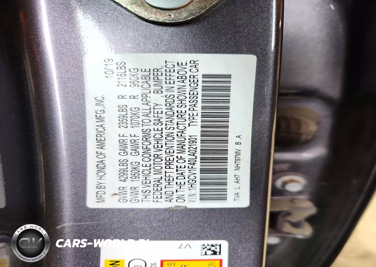 2020 Honda Accord Ex VIN:1HGCV1F40LA021901 - 12