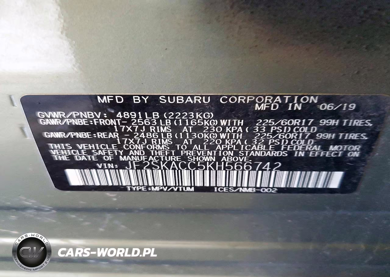 2019 Subaru Forester VIN:JF2SKACC5KH566742 - 13
