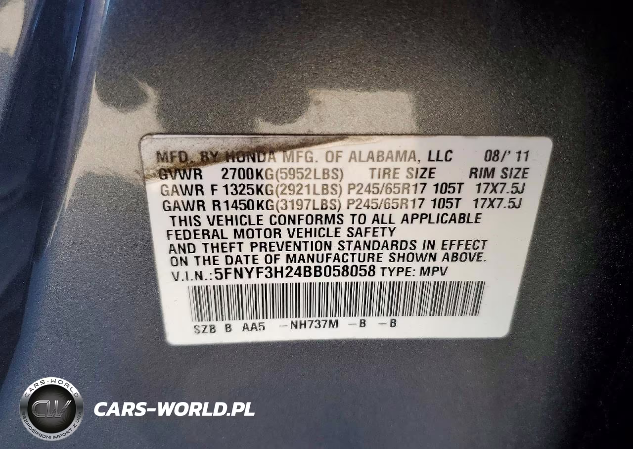 2011 Honda Pilot Lx VIN:5FNYF3H24BB058058 - 13