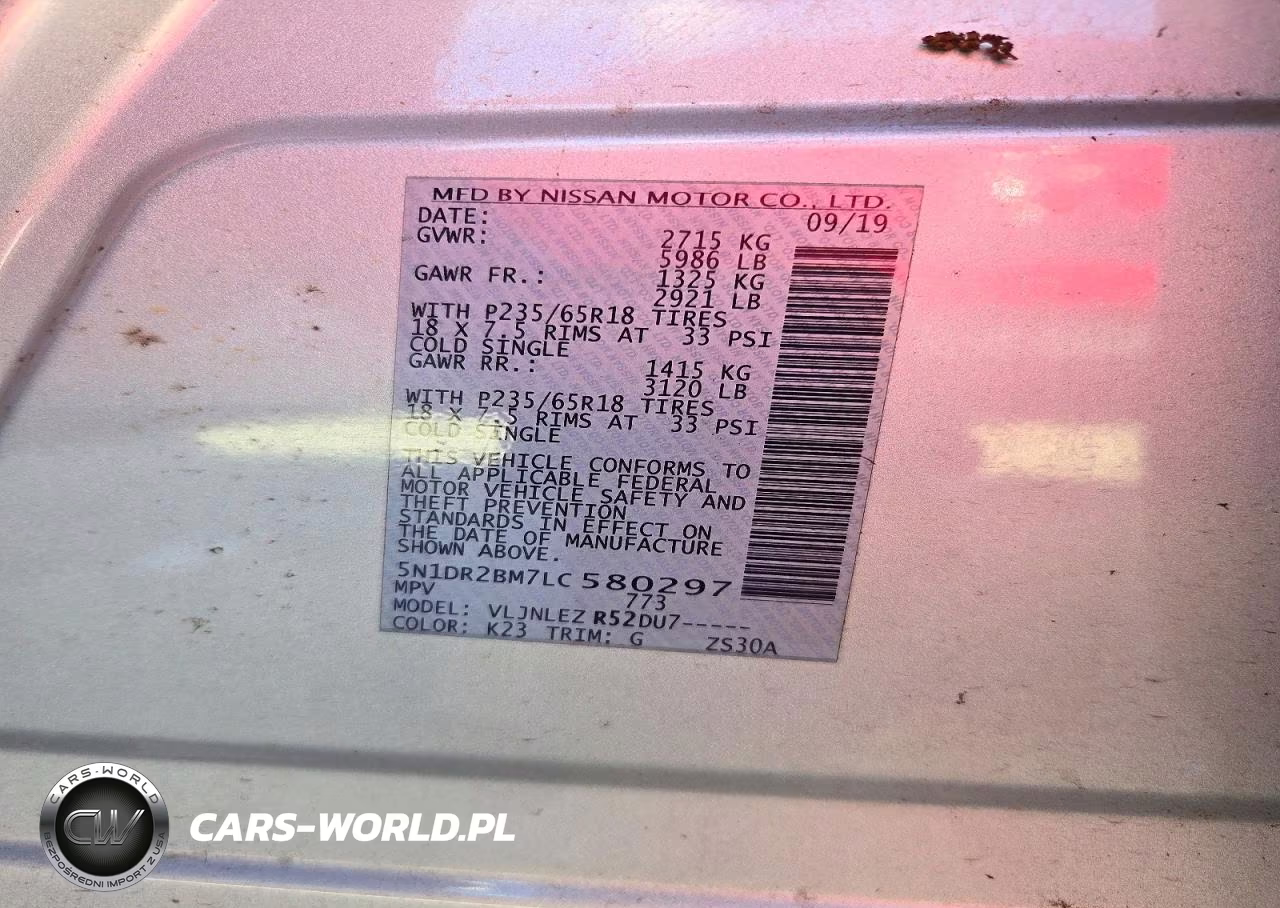 2020 Nissan Pathfinder Sv VIN:5N1DR2BM7LC580297 - 13
