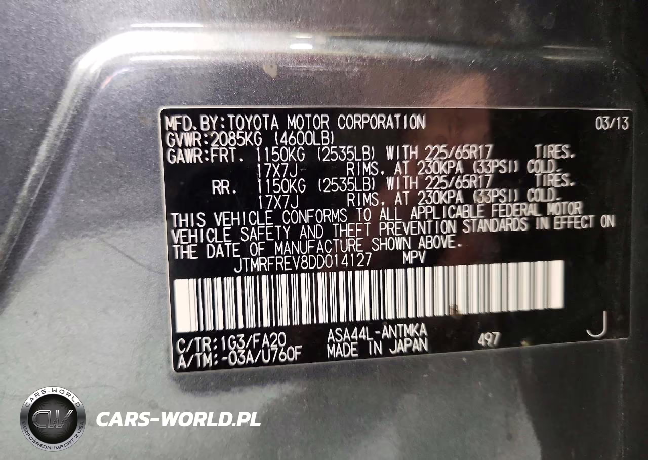 2013 Toyota Rav4 Xle VIN:JTMRFREV8DD014127 - 13