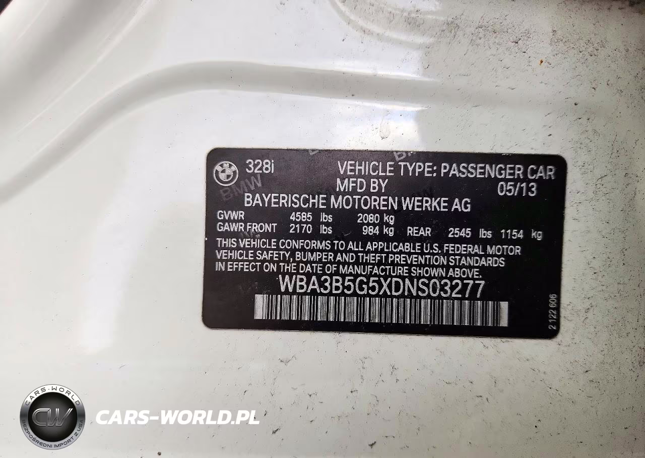 2013 BMW 328 I VIN:WBA3B5G5XDNS03277 - 12