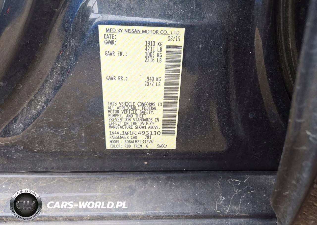 2015 Nissan Altima 2.5 Sv VIN:1N4AL3AP1FC493130 - 12