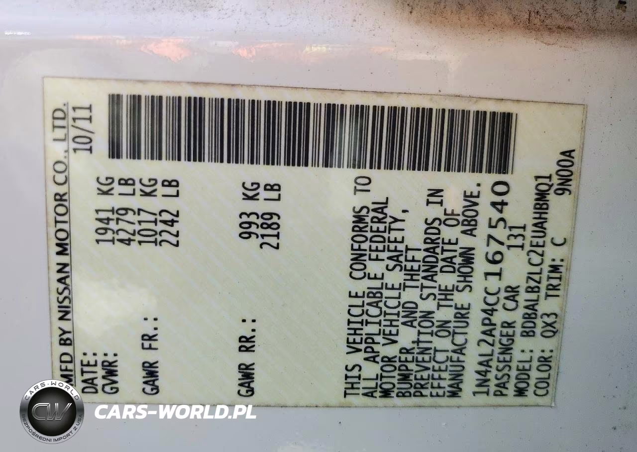 2012 Nissan Altima 2.5 VIN:1N4AL2AP4CC167540 - 12