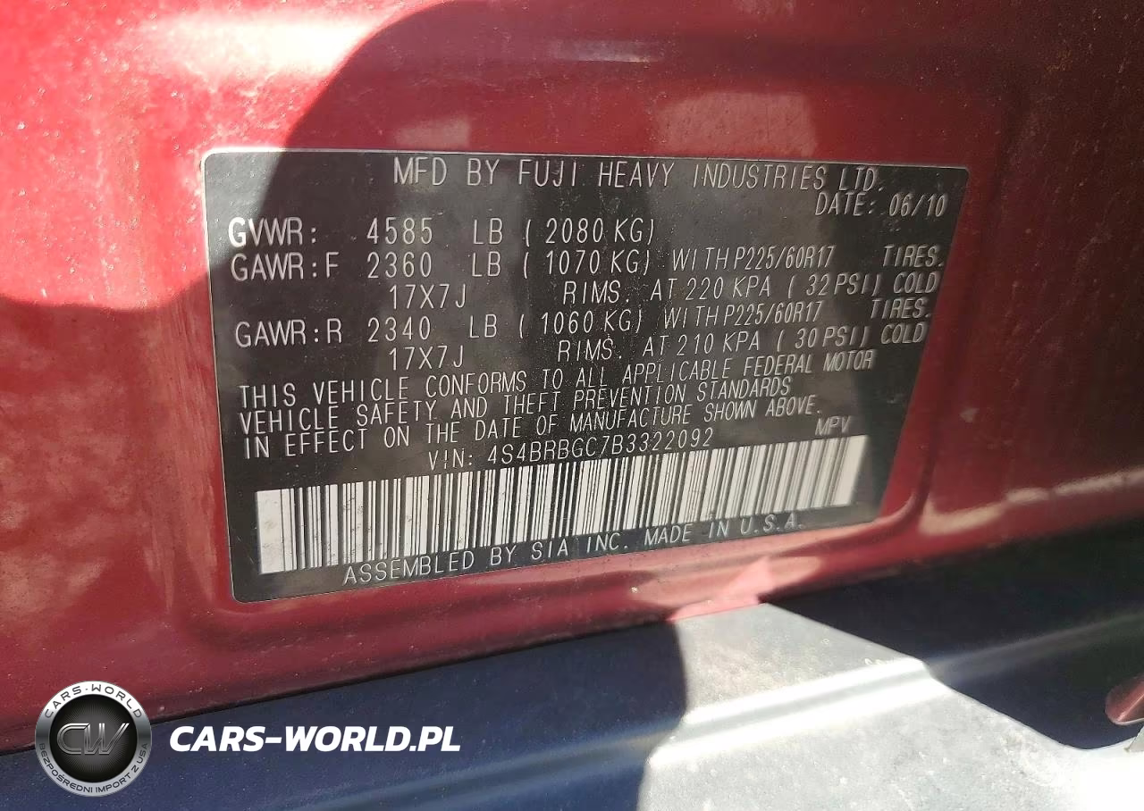 2011 Subaru Outback 2.5I Premium VIN:4S4BRBGC7B3322092 - 12