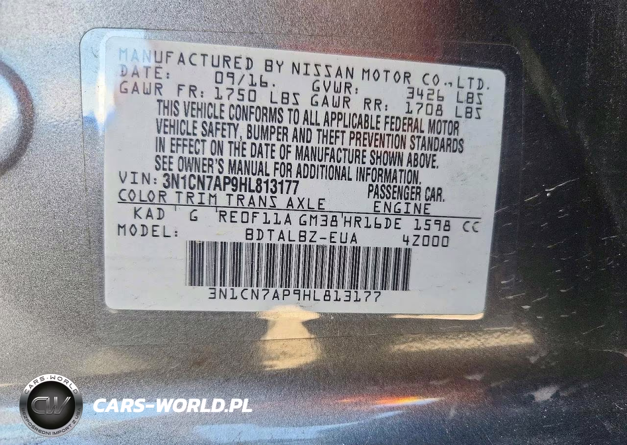 2017 Nissan Versa 1.6 Sv VIN:3N1CN7AP9HL813177 - 12