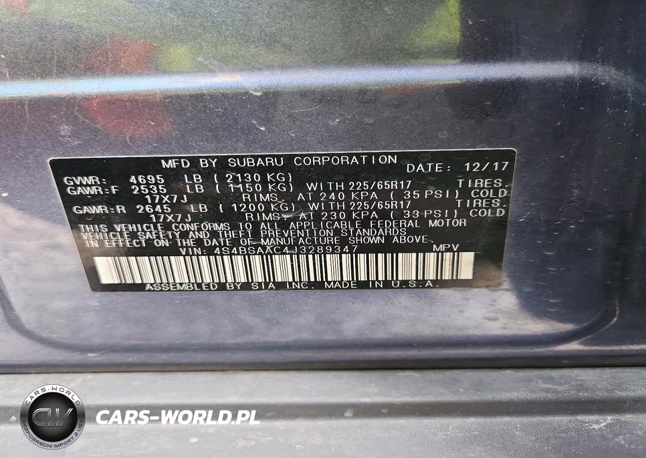 2018 Subaru Outback 2.5I VIN:4S4BSAAC4J3289347 - 14
