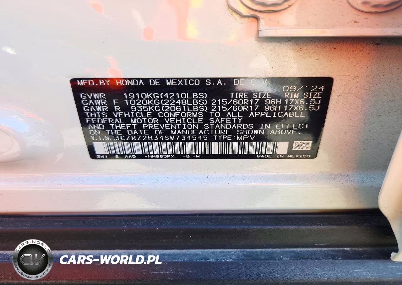 2025 Honda Hr-V Lx VIN:3CZRZ2H34SM734545 - 13