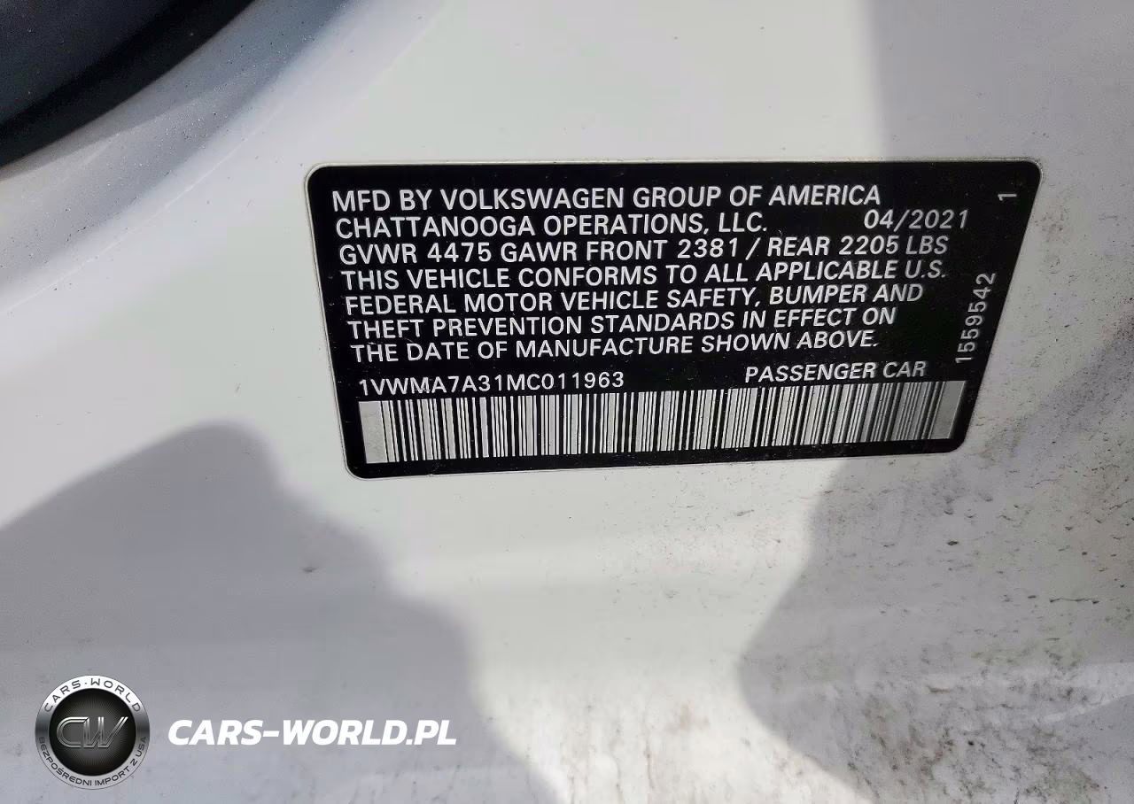 2021 Volkswagen Passat R-Line VIN:1VWMA7A31MC011963 - 12