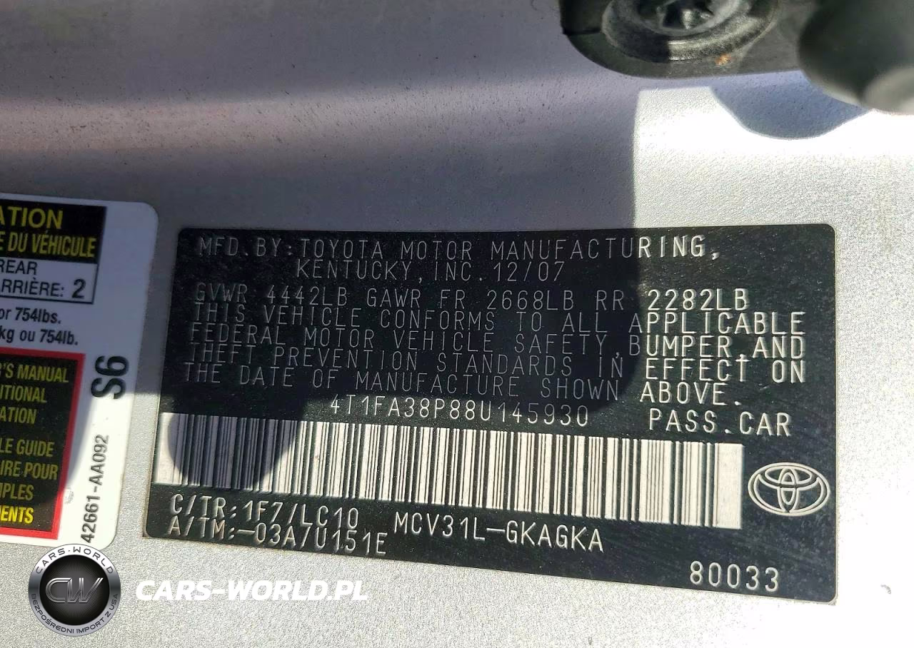 2008 Toyota Camry Solara Sle V6 VIN:4T1FA38P88U145930 - 12