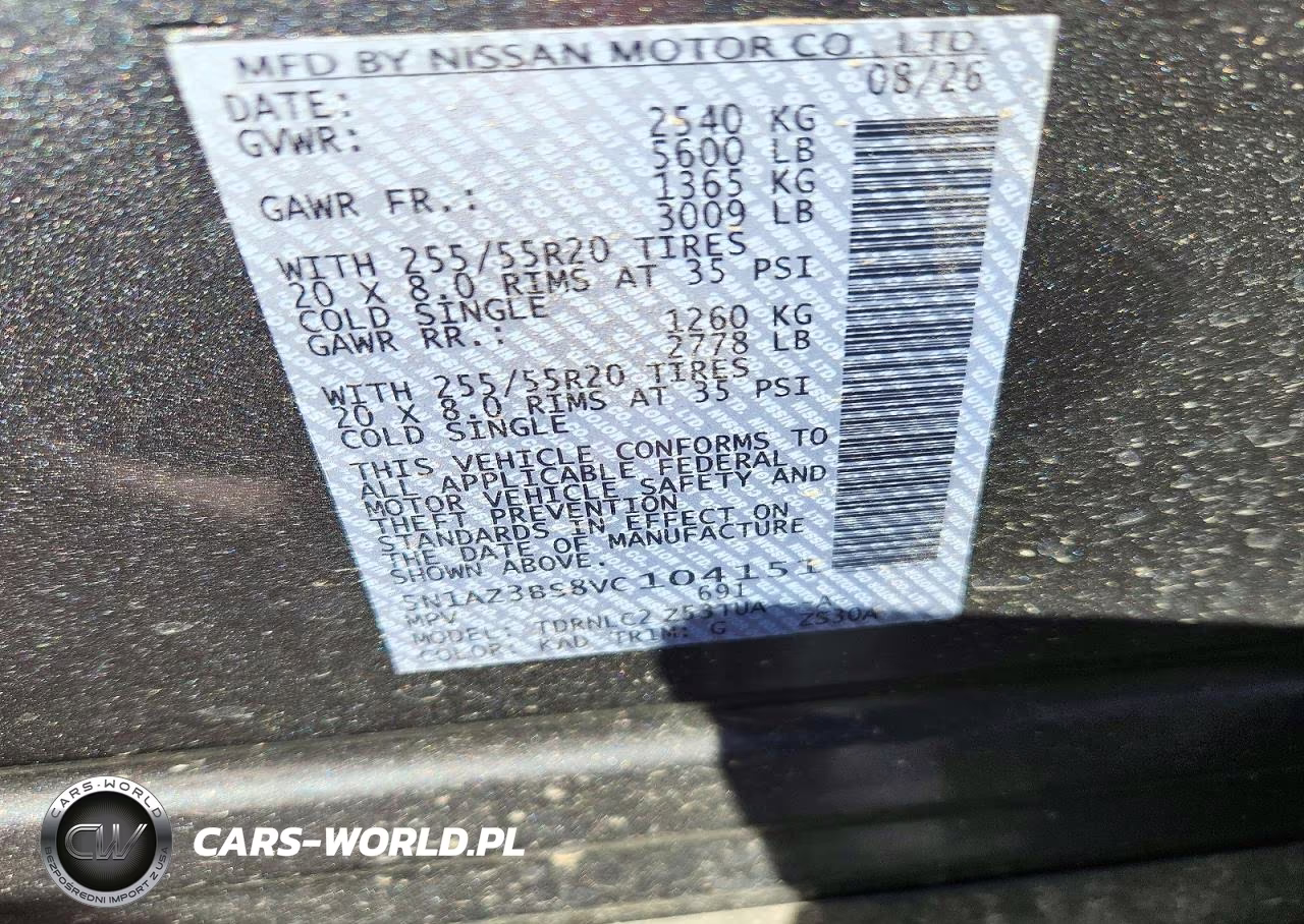 2027 Nissan Murano Sv VIN:5N1AZ3BS8VC104151 - 14