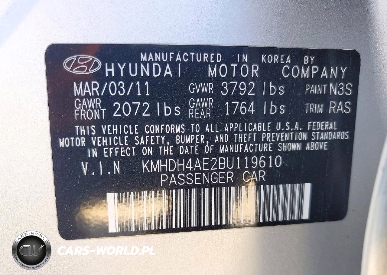 2011 Hyundai Elantra Gls VIN:KMHDH4AE2BU119610 - 13