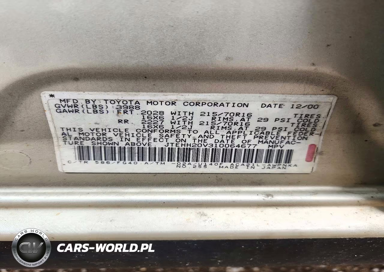 2001 Toyota Rav4 Base VIN:JTEHH20V310064677 - 12
