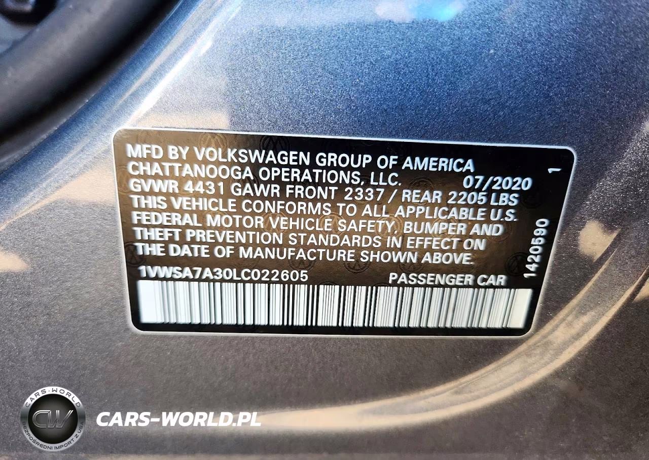 2020 Volkswagen Passat Se VIN:1VWSA7A30LC022605 - 12