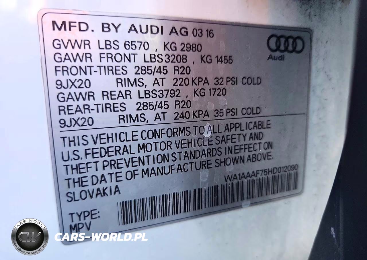 2017 Audi Q7 Premium VIN:WA1AAAF75HD012090 - 12