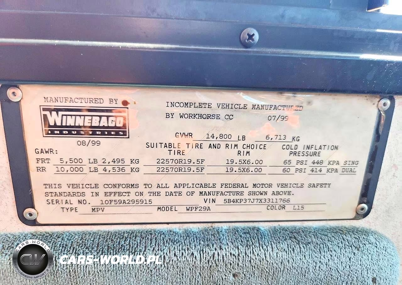 1999 Winnebago Brave Rv VIN:5B4KP37J7X3311766 - 10