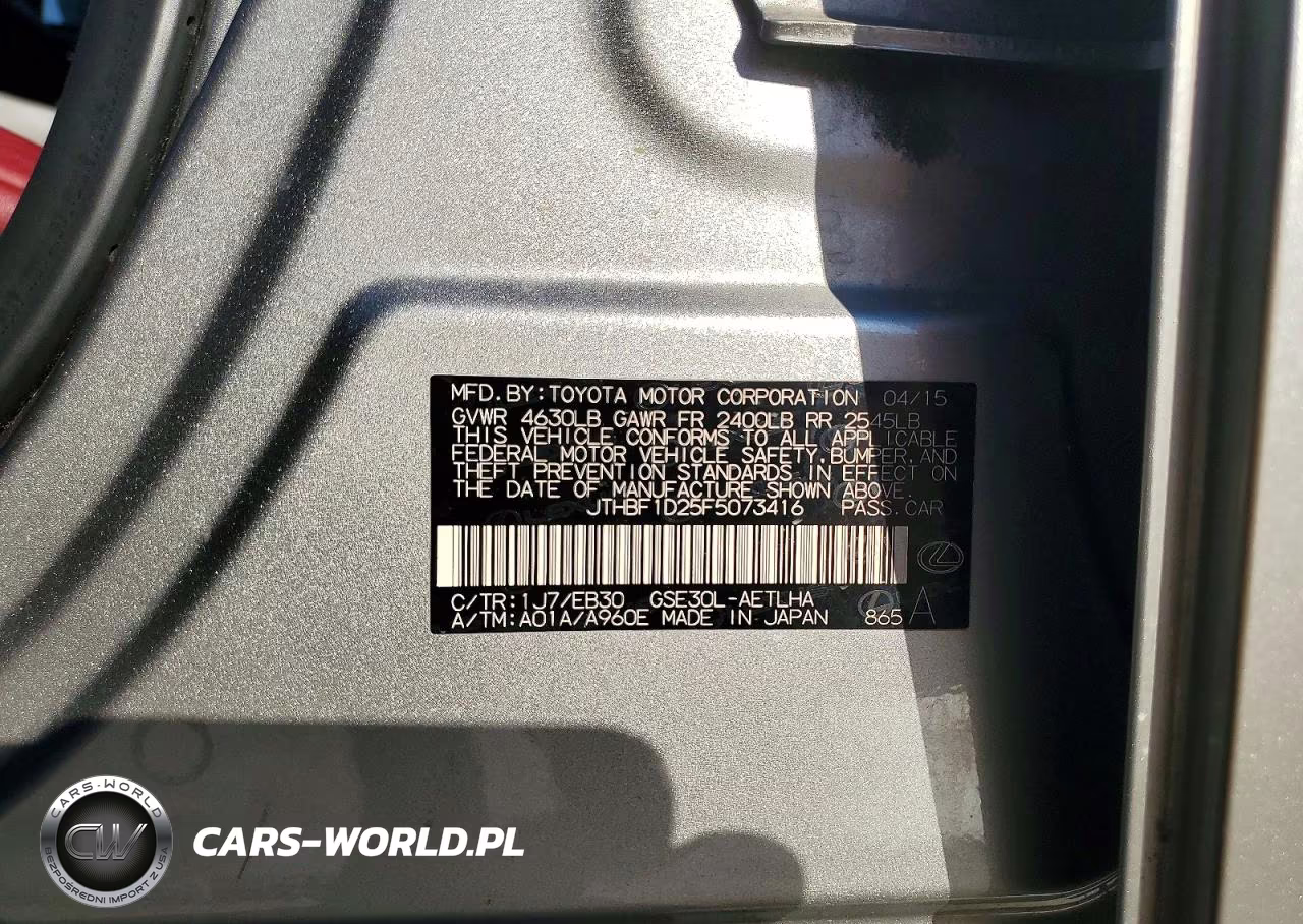 2015 Lexus Is 250 VIN:JTHBF1D25F5073416 - 12