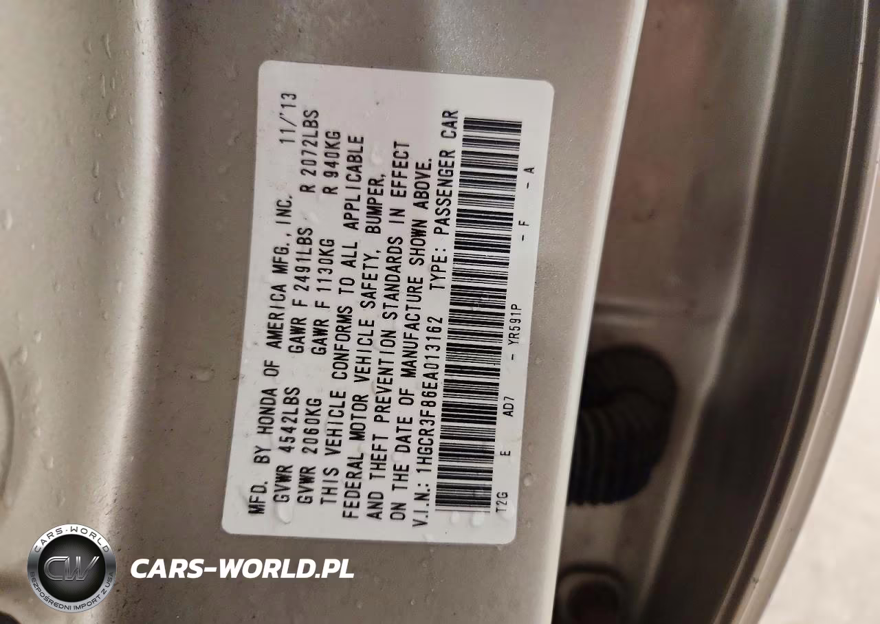 2014 Honda Accord Exl VIN:1HGCR3F86EA013162 - 12