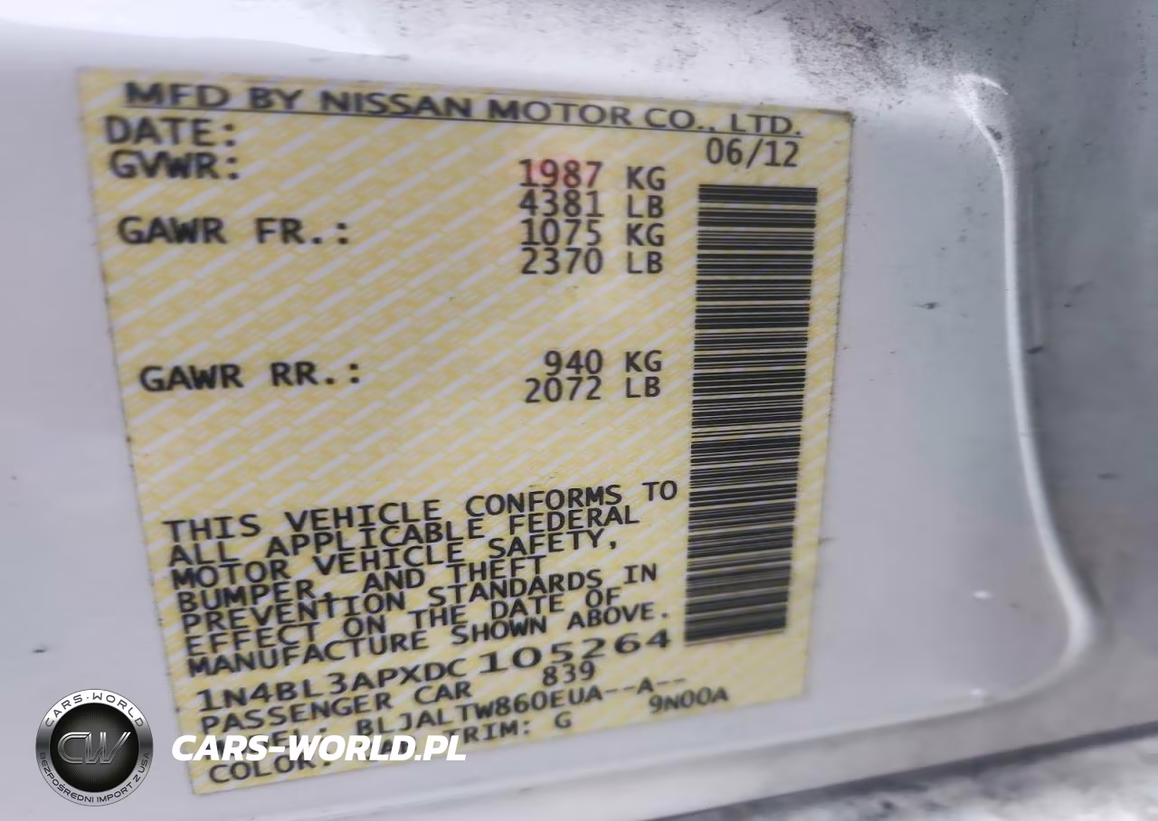 2013 Nissan Altima 3.5 S VIN:1N4BL3APXDC105264 - 12
